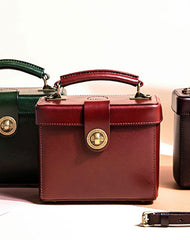 Genuine Leather Handbag Box Cabinet Crossbody Bag Shoulder Bag Purse For Women - EverHandmade