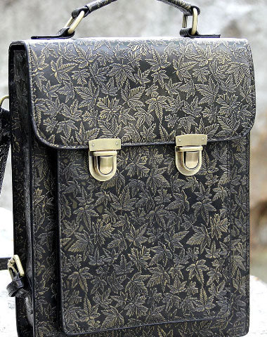 Handmade Leather cute black backpack bag shoulder bag handbag women leather purse - EverHandmade