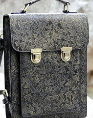 Handmade Leather cute black backpack bag shoulder bag handbag women leather purse