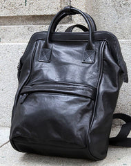 Genuine handmade Handbag Leather backpack bag shoulder bag black women leather purse - EverHandmade
