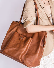 Handmade Genuine Leather Handbag Tote Large Shopper Bag Purse Handbag Shoulder Bag Purse For Women - EverHandmade