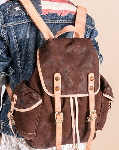 Handmade Genuine Leather Backpack Bag Travel bag Black Women Leather Purse