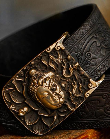 Genuine Leather Men Belt Designer Dragon V Buckle Cowboy Luxury Belts for  Men