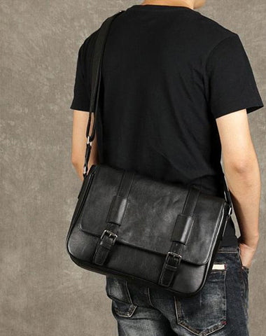 Leather Mens Cool Messenger Bag Shoulder Bags Cycling Crossbody Bag for men