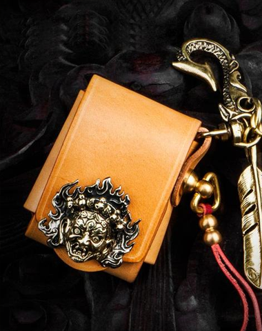 Handmade Leather Mens Leather Cigarette Cases Cigarette Box Lighter Pocket Tobacco Pouch