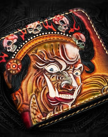 Handmade Leather Mah¨¡k¨¡la Tooled Mens billfold Wallet Cool Leather Wallet Slim Wallet for Men