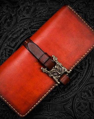 Handmade Leather Mens Cool Long Leather Wallet Long Wallets for Men