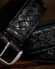 Handmade Black Leather Mens Belt Custom Cool Leather Men Belt for Men