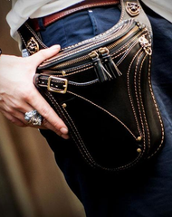 Leather Belt Pouches Mens Small Cases Waist Bag Hip Pack Belt Bag for Men