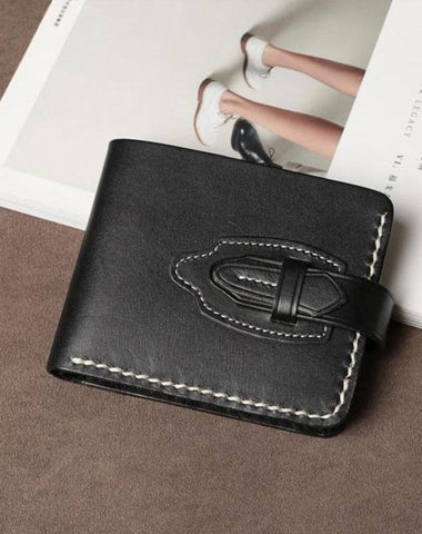 Handmade Leather Mens Cool Slim Leather Small Wallet Men billfold Wallets for Men