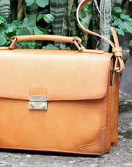 Handmade vintage womens leather messenger bag beige shoulder bags for women