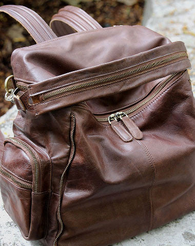Handmade Leather backpack bag shoulder bag Coffee women leather purse - EverHandmade