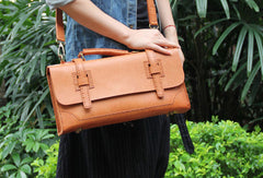 Handmade vintage leather messenger crossbody Shoulder Bag for girl women lady