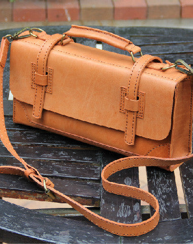 Handmade vintage leather messenger crossbody Shoulder Bag for girl women lady