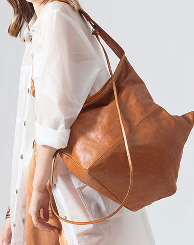 Genuine Leather Unique Handmade Handbag Tote Geometric Shoulder Bag Purse For Women Leather Shopper Bag