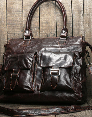 Handmade leather men Briefcase messenger large vintage shoulder laptop bag vintage bag - EverHandmade