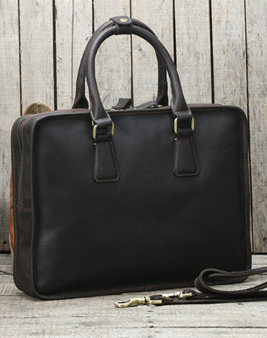Handmade leather men Briefcase messenger large vintage shoulder laptop bag vintage bag - EverHandmade