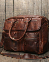 Cool leather mens Large Travel Bag Vintage Weekender Bag Shoulder Bag for Men - EverHandmade