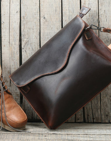 Coffee Leather large wristlet wallet leather men Shoulder Bag  for men