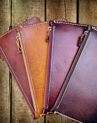 Handmade long wallet leather zip men brown vintage clutch wallet for men - EverHandmade