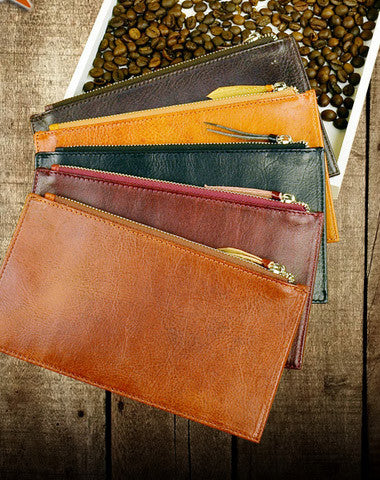 Handmade long wallet leather zip men brown Black vintage clutch card wallet for men - EverHandmade