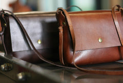 Handmade rustic leather Satchel School crossbody Shoulder Bag for women - EverHandmade