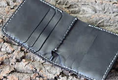 Handmade mens leather Tooled Small wallet carp lotus billfold wallet for men
