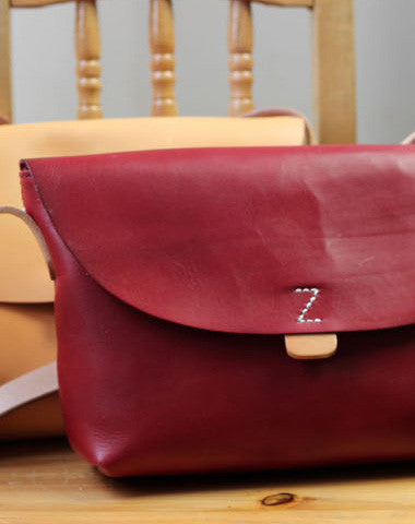 Handmade retro vintage rustic leather crossbody messenger Shoulder Bag for girl women - EverHandmade