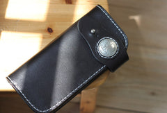 Handmade biker wallet leather black vintage men biker wallet bifold Long wallet purse clutch for men