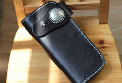 Handmade biker wallet leather black vintage men biker wallet bifold Long wallet purse clutch for men