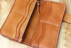 Handmade biker wallet leather vintage feather biker wallet chain Long wallet clutch purse for men - EverHandmade