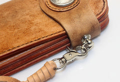 Handmade biker wallet vintage men biker wallet bifold leather Long wallet purse clutch for men