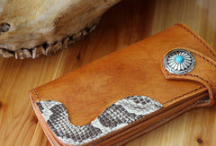 Handmade biker wallet leather vintage brown biker wallet chian Long wallet clutch purse for men - EverHandmade