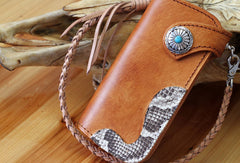 Handmade biker wallet leather vintage brown biker wallet chian Long wallet clutch purse for men - EverHandmade