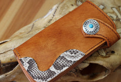 Handmade biker wallet leather vintage brown biker wallet chian Long wallet clutch purse for men - EverHandmade