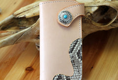 Handmade biker wallet leather vintage beige biker wallet chian Long wallet clutch purse for men - EverHandmade