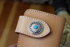 Handmade biker wallet leather beige biker wallet chain bifold Long wallet purse clutch for men