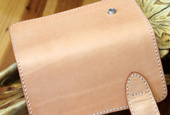 Handmade biker wallet leather beige biker wallet chain bifold Long wallet purse clutch for men - EverHandmade