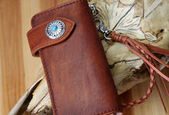 Handmade biker wallet leather vintage brown biker wallet chian Long wallet clutch purse for men - EverHandmade