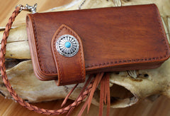 Handmade biker wallet leather vintage brown biker wallet chian Long wallet clutch purse for men - EverHandmade