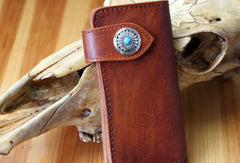 Handmade biker wallet leather vintage brown biker wallet chian Long wallet clutch purse for men - EverHandmade