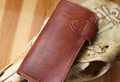 Handmade biker wallet leather vintage brown biker wallet chian Long wallet clutch purse for men - EverHandmade