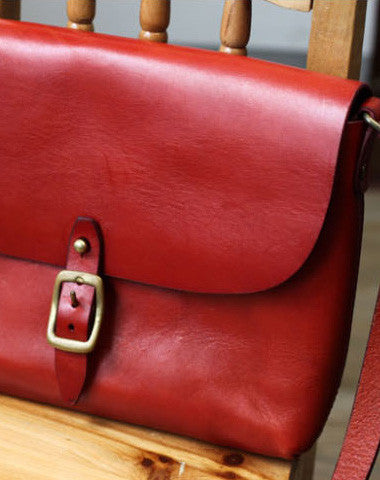 Handmade shoulder bag vintage rustic red leather crossbody Shoulder Bag for women