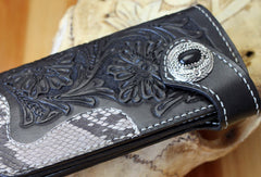 leather biker wallets with chains Handmade Biker Wallet Black Tooled Leather Wallet Biker Chain Wallets Cool Biker Wallets
