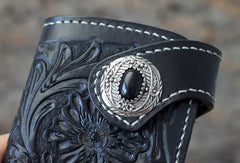 leather biker wallet Handmade Biker Wallet Black Tooled Leather Wallet Biker Chain Wallets Cool Biker Wallets