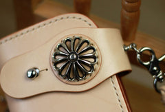 Handmade leather vintage men biker wallet bifold Long wallet purse clutch for men