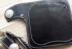 Handmade leather biker wallets black chain wallet Long wallet for men