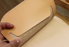 Handmade biker wallet beige leather men biker wallet with chain bifold Long wallet for men