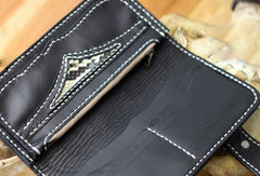Handmade biker wallet blue leather Voltron carved biker wallet chian bifold Long wallet for men - EverHandmade