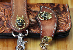Handmade biker wallet leather Prajna Inuyasha carved biker wallet chian Long wallet clutch for men - EverHandmade